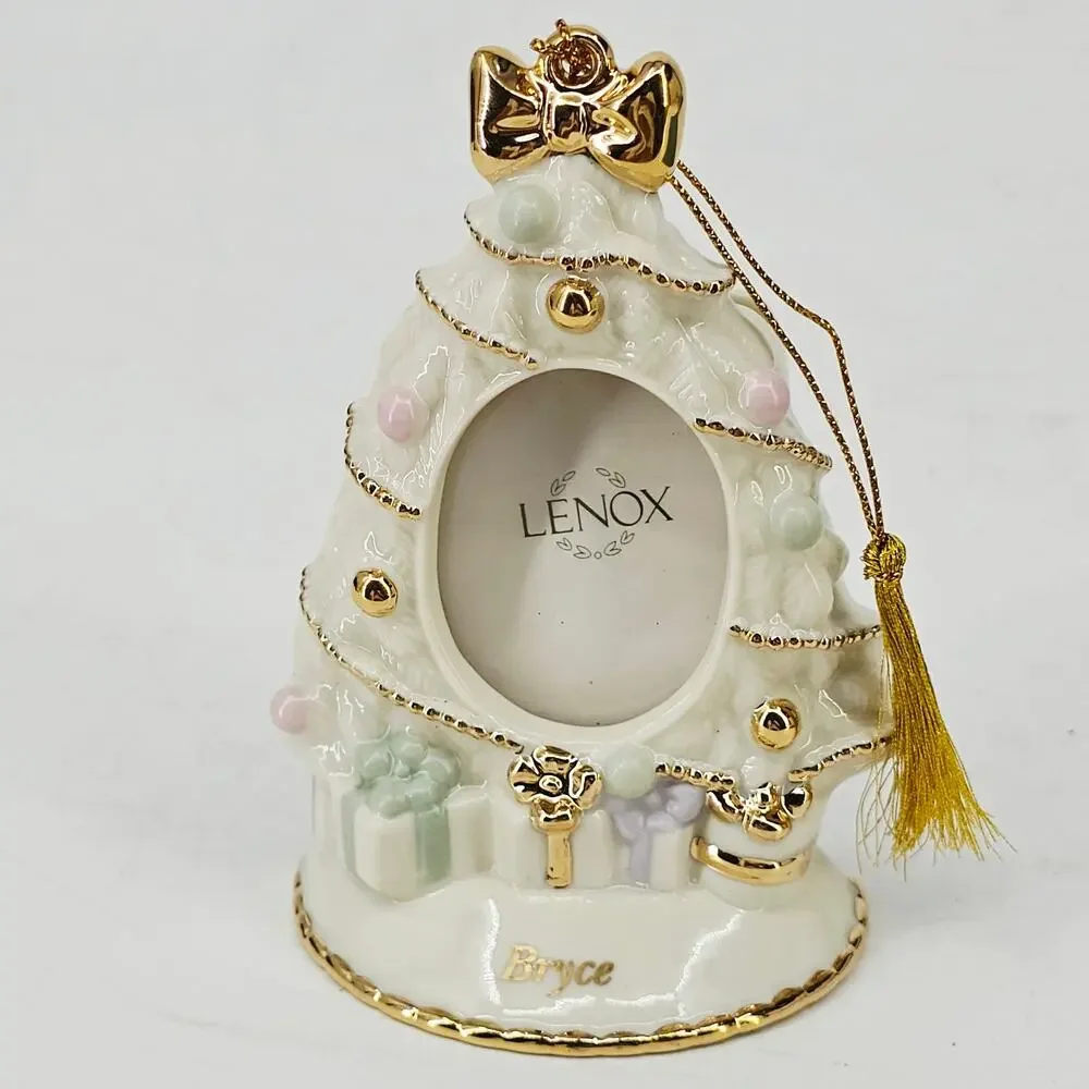 Lenox Ornaments Christmas Tree Photo Frame Stocking Personalized Bryce 2000 READ
